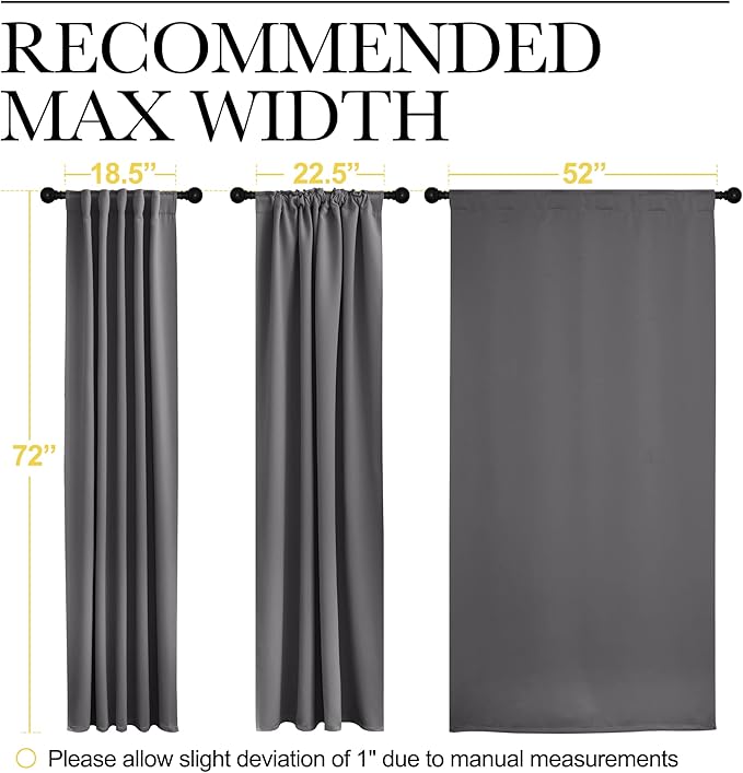 NICETOWN Bedroom Blackout Draperies and Window Treatment- 52 Width X 72 Length - Image 7