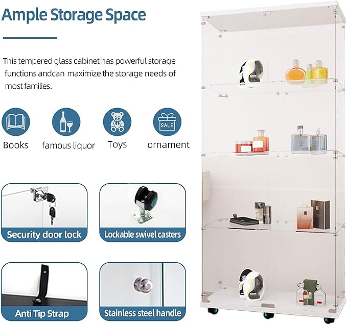 Yoluckea 4-Tier Glass Display Cabinet - Image 4