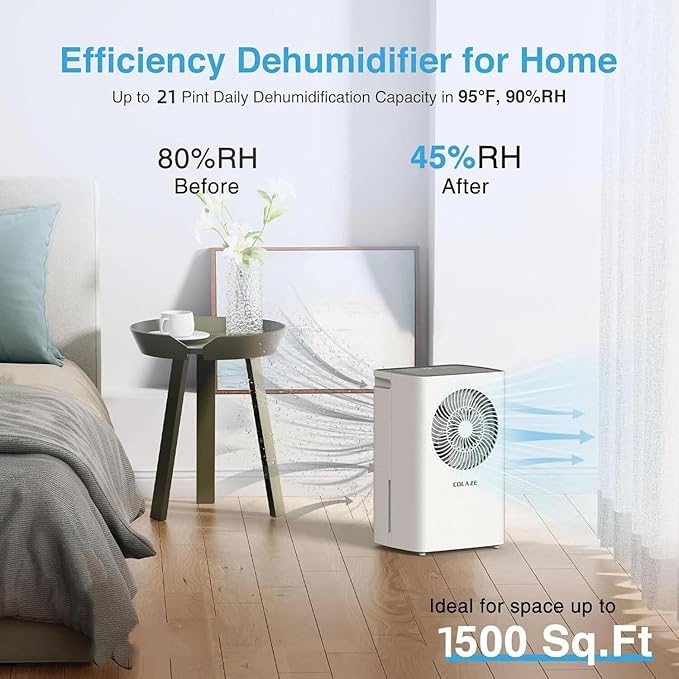 Dehumidifier, 1500 Sq. Ft 21 Pint Dehumidifier - Image 2