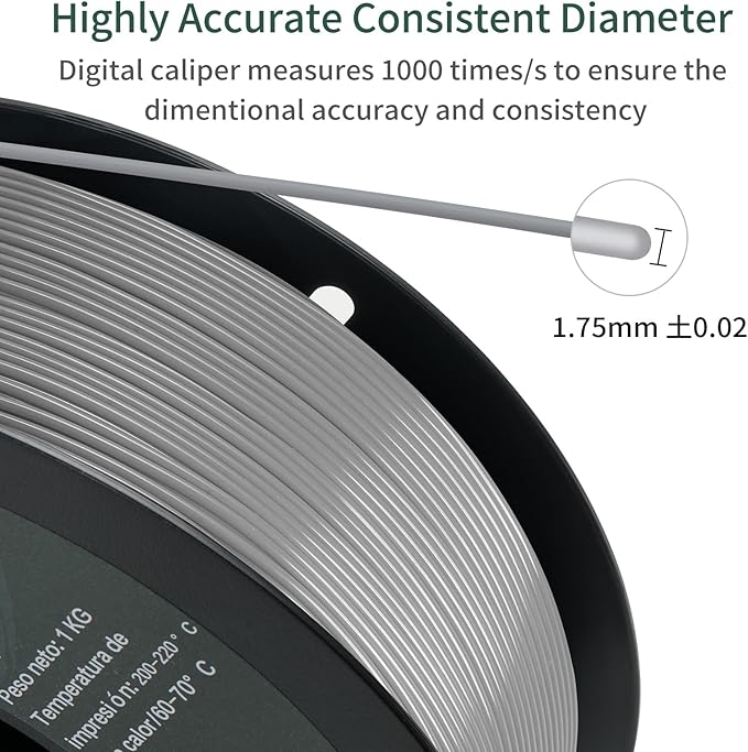 PLA 3D Printer Filament, Dimensional Accuracy +/- 0.02 mm, 1 kg Spool, 1.75 - Image 5