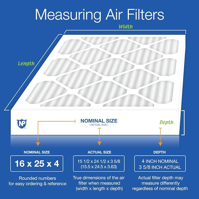 Nordic Pure 16x25x4 Pleated MERV 14 Plus Carbon Air Filters 6 Pack | Actual - Image 2