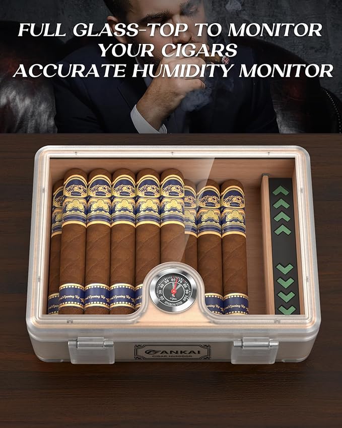 Humidor Cigar Box, with Straight Cutter Guillotine, V cut, Puncher & Holder Tool - Image 8