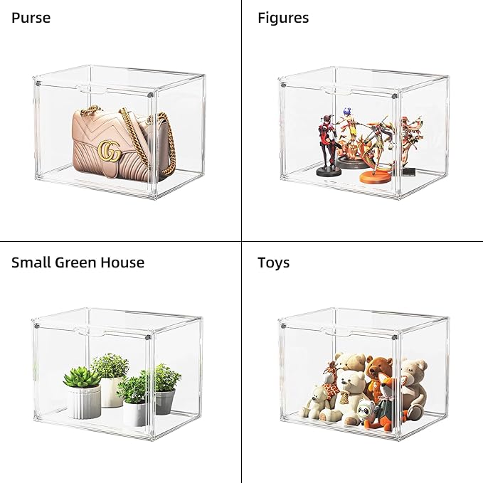 Clear Acrylic Display Case, Large Stackable Storage Bins Magnetic Attraction - Image 6