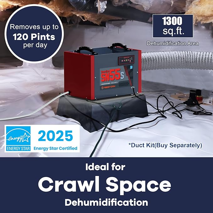 Abestorm Crawl Space Dehumidifier 120Pint Commercial Basement, Industrial Under - Image 2