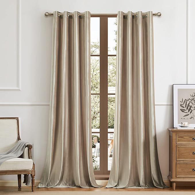 BULBUL Luxury Champagne Beige Velvet Curtains: 108 inches Elegant Living Room - Image 5
