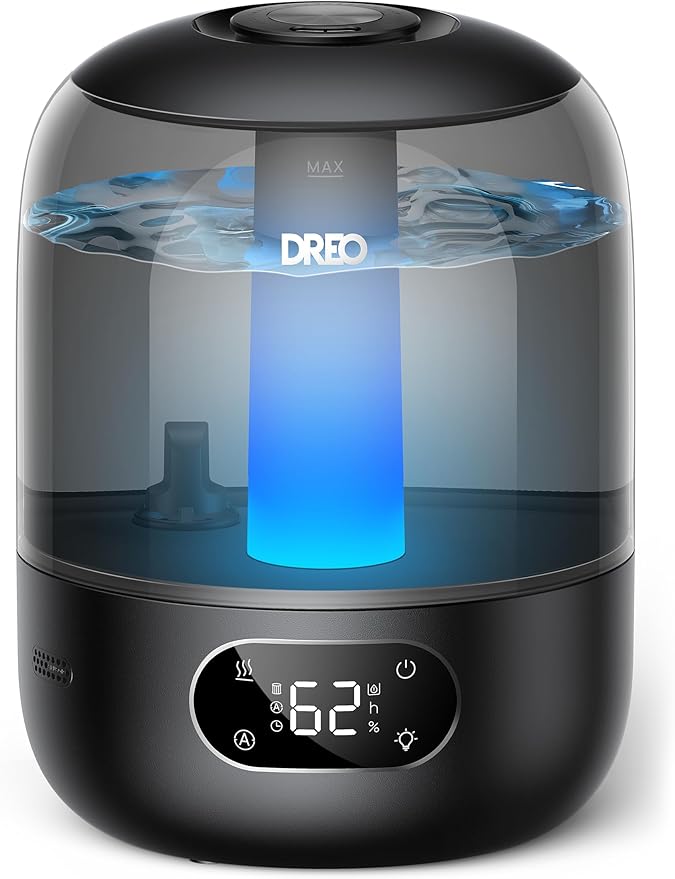 DREO Humidifiers for Bedroom, 3L Top Fill 30H & 26dB Quiet Runtime for Large by DREO