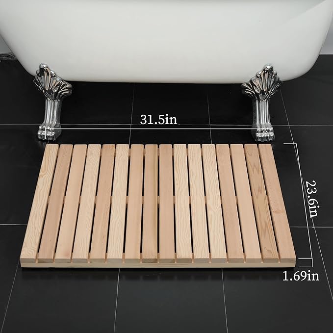 bingaai Cedar Wood Shower Mat, Cedar Wooden Bath Mats, Wood Bath Mat 31.5 × - Image 6