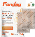 16Packs x 100Gram Fonday Rechargeable Silica Gel Desiccant Packets Food Grade by Fonday