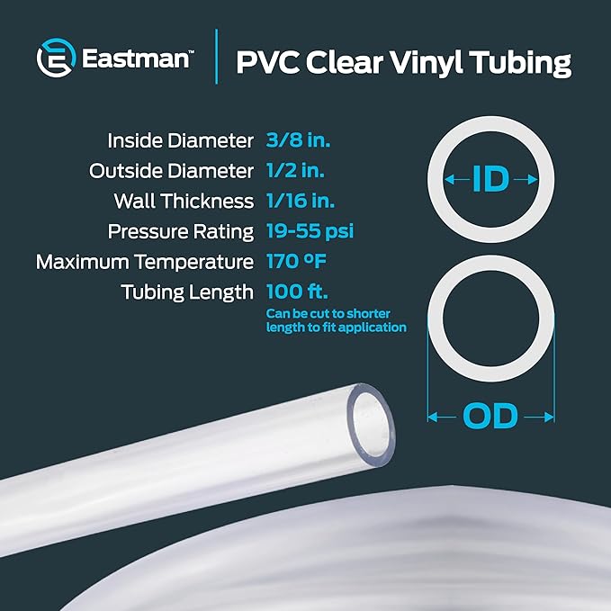 Eastman 3/8 Inch ID PVC Clear Vinyl Tubing, 100 Foot Length - Image 4