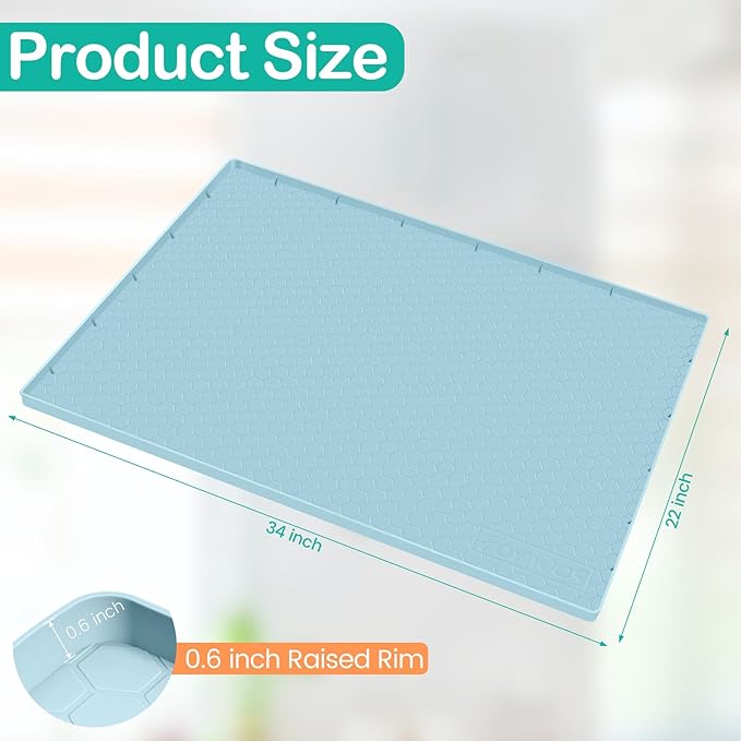Waterproof Under Sink Mat 34" x 22", Silicone Cabinet Liner, Rubber Protector - Image 2