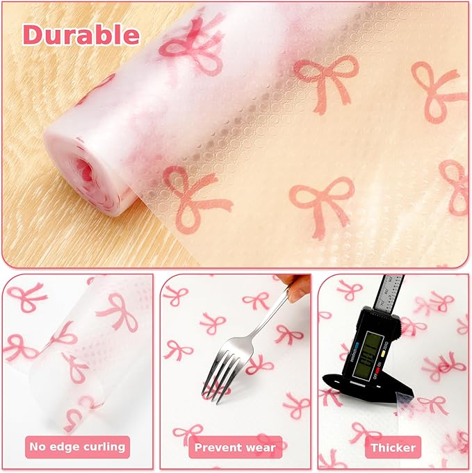 Pink Bow Refrigerator Liner Waterproof Fridge Shelf Mat Non-Adhesive Cabinet - Image 7
