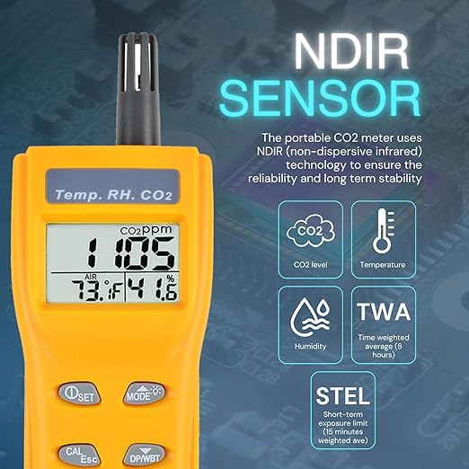 Portable CO2 Meter Handheld CO2 Detector Monitor 0~9999ppm, Carbon Dioxide Meter - Image 4