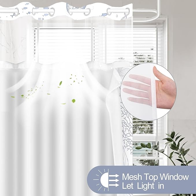 Extra Long No Hook Shower Curtain - Image 4