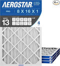 Aerostar 8x16x1 MERV 13 High Efficiency Pleated Air Filter, Electrostatic AC by AirFiltersDelivered