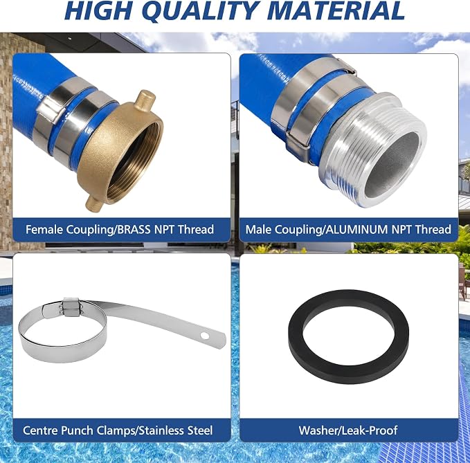 1.5" x 50 ft Backwash Hose for Swimming Pools, Heavy Duty PVC Lay Flat Water - Image 2