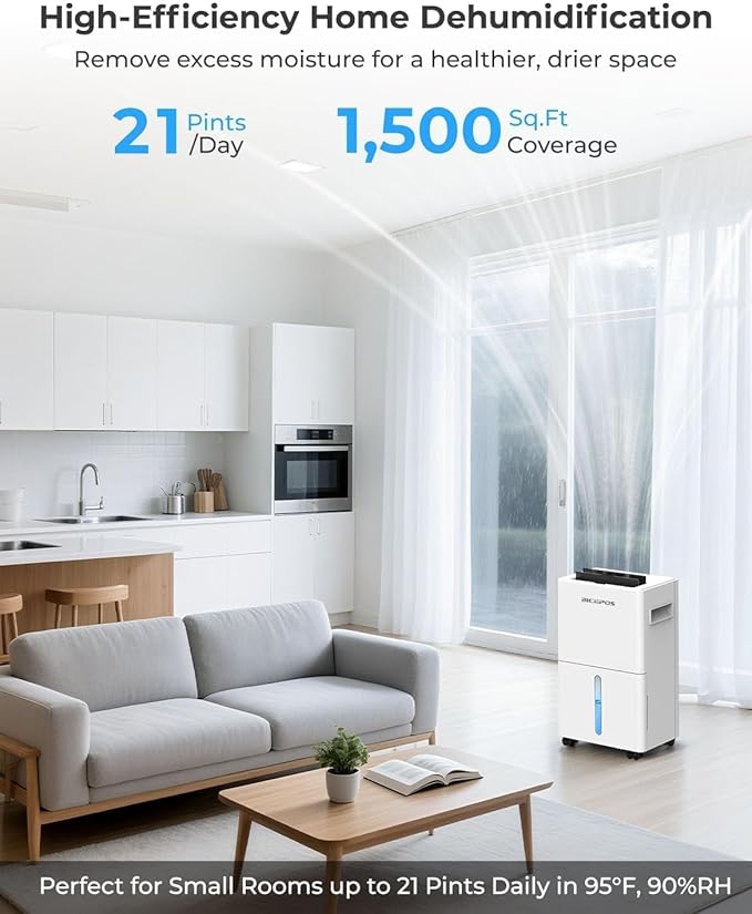 1, 500 Sq.Ft Dehumidifiers for Home, 21 Pints Dehumidifier for Basement - Image 2