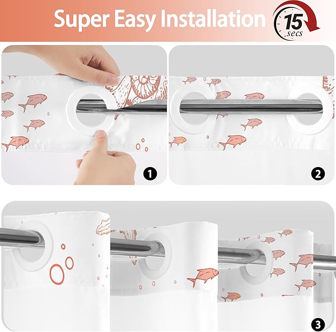 Extra Long No Hook Shower Curtain - Image 5
