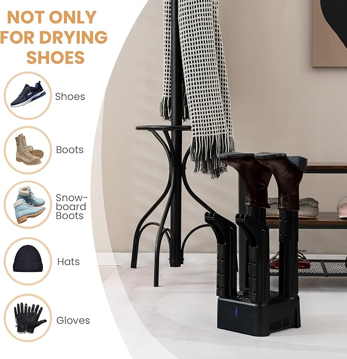 COSTWAY Shoe Dryer, 180 Mins Timer, CETL Standard Noiseless Boot Warmer - Image 5