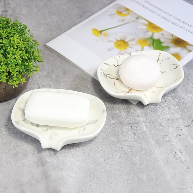 Ceramic Marble Texture Soap Dish, Self Draining Slot, Ceramic Self Draining - Image 9