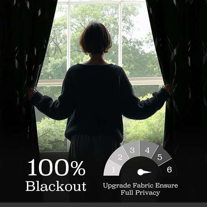 NICETOWN 100% Blackout Curtains 63 inch Length 2 Panels, Dark Mallard, Noise - Image 2