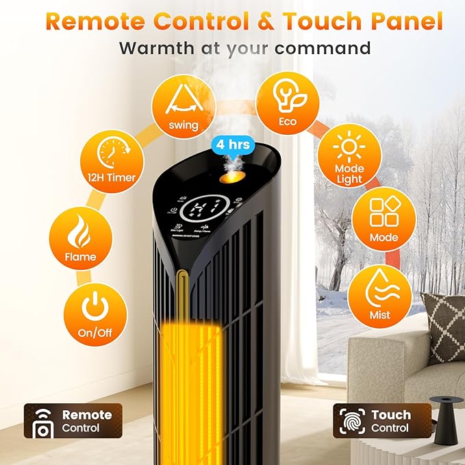 Auertech Space Heater with Humidifier & LED Light, 3 in 1 Portable Electric - Image 2