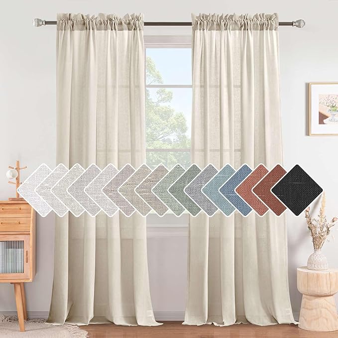 H.VERSAILTEX Natural Linen Curtains 108 Inches Long by HVERSAILTEX