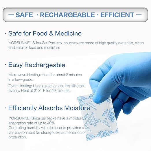 Silica Gel Packets, 5 Gram Desiccants Packs, Moisture Absorbers, Food Grade - Image 3