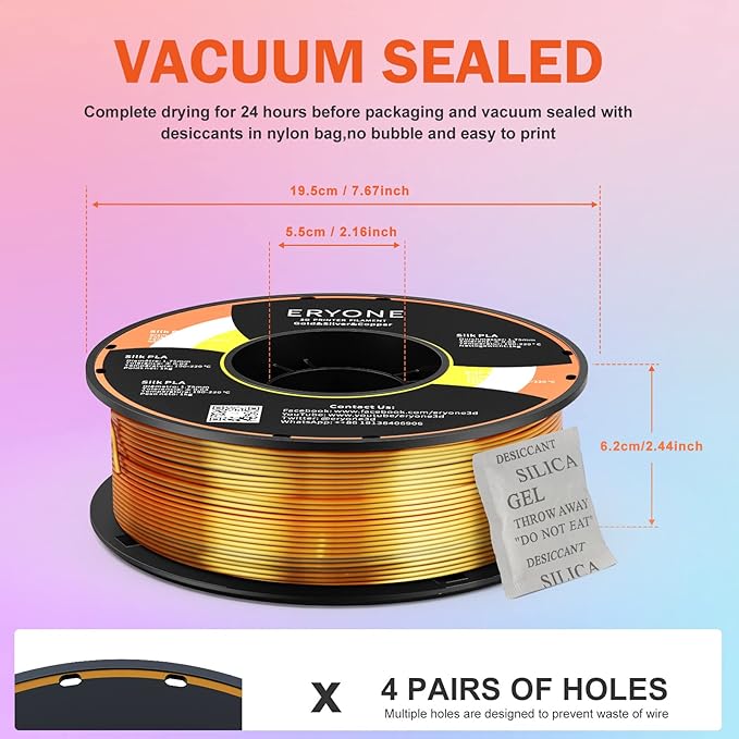 ERYONE Silk Tri Color PLA Filament 3D Printer 1.75mm +/- 0.03mm - Image 5