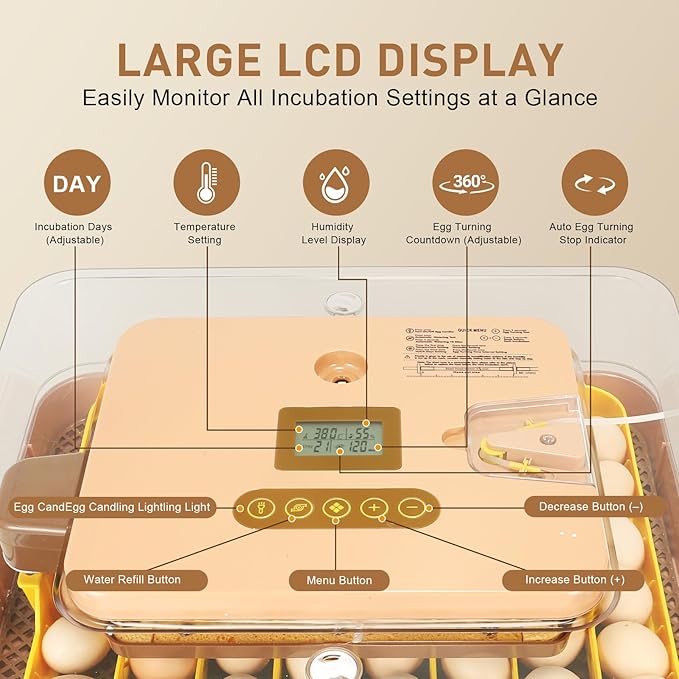 Automatic 56-Egg Incubator for Breeders, Sensor-Based Precise Humidity+Temp - Image 2