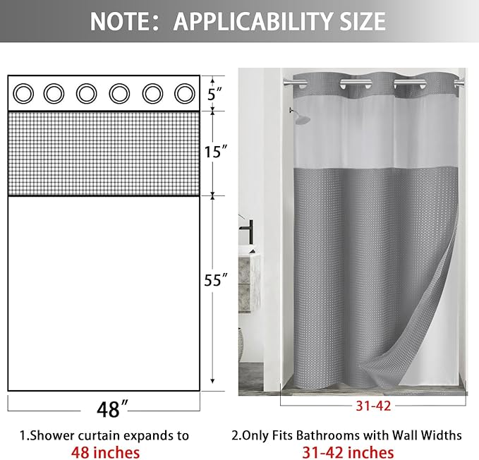 No Hook Shower Curtain and Liner Set - Image 6
