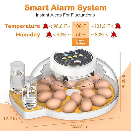 18 Egg Incubator with Automatic Egg Turning and Humidity Control, Incubators - Image 3