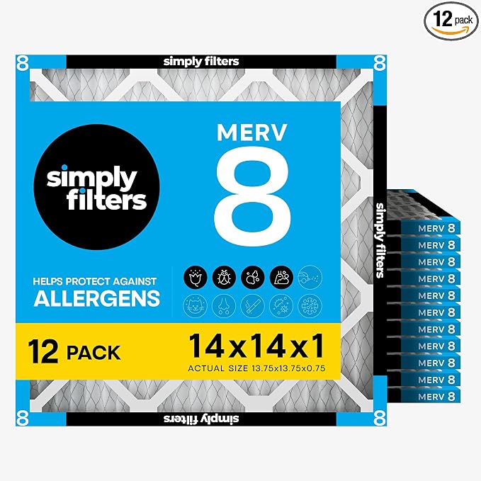 Simply 14x14x1 Air Filter, Merv 8, MPR 600, 12 Pack, Furnace Air Filter by SimplyFilters