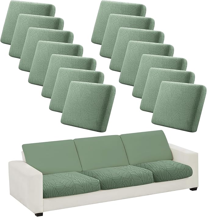 14Pcs Stretch Couch Cushion Covers, Water Resistant Outdoor Sofa Cuhsion Cover by CALBODE