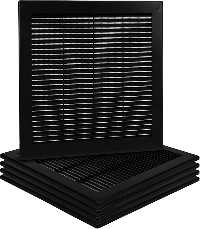 5-Pack 12" x 12" Square Air Vent Cover – Black Plastic Vent Deflector by Unknown
