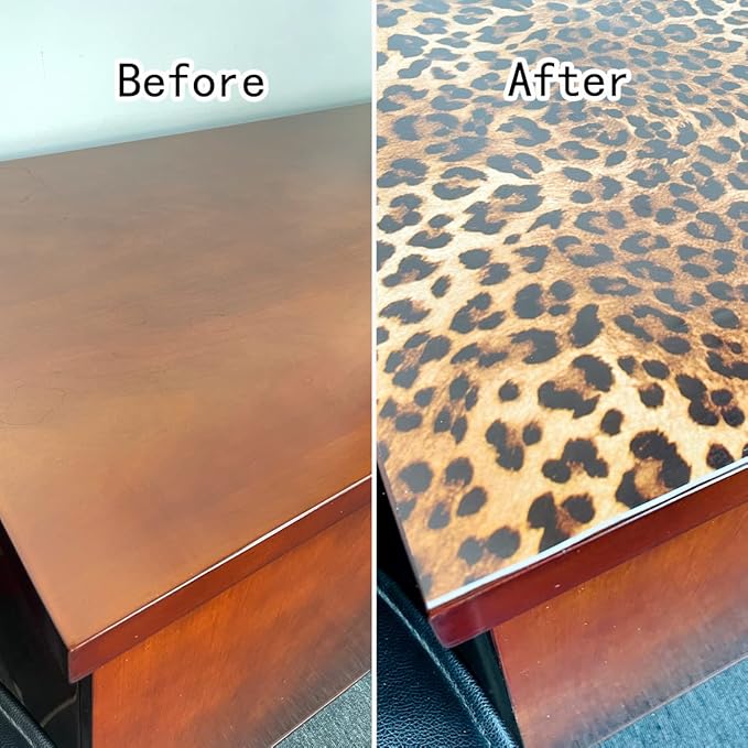 Sexy Leopard Print Self-Adhesive Shelf Drawer Liner Moisture Proof PVC Mat - Image 6