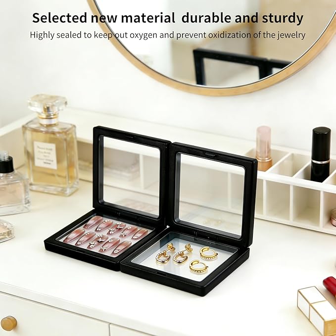 20 Pcs Black 3D Floating Display Case 4.3 x 4.3 x 0.8 inch, Nail Display Cases - Image 7