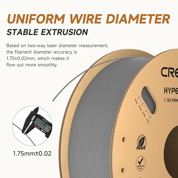 Creality Hyper PLA Filament 1.75mm Grey & Grey 2KG, 30-600mm/s Rapid High Speed - Image 2
