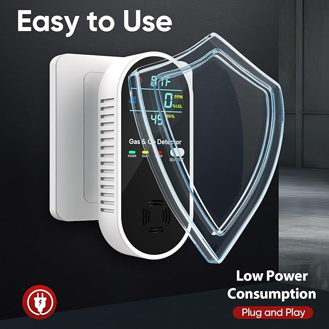 NICGOL Upgraded Natural Gas Leak Detector & Carbon Monoxide Detectors - 4 in 1 - Image 4