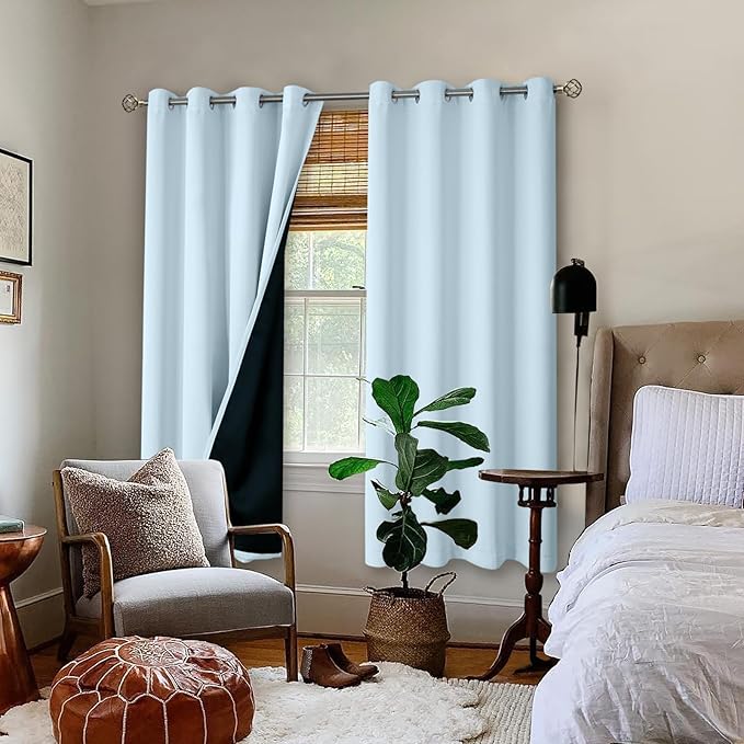 BGment Baby Blue 100% Blackout Curtains - Image 2