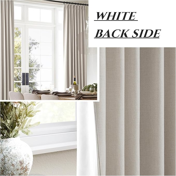 Linen Pinch Pleated Curtains 102 Inches Long Heavy Duty Thermal Insulated - Image 6