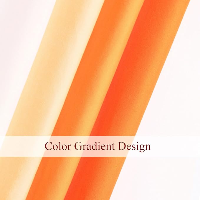 L.Z.E Orange and White Ombre Privacy Curtains 84 Inches Long 2 Panels Set - Image 6