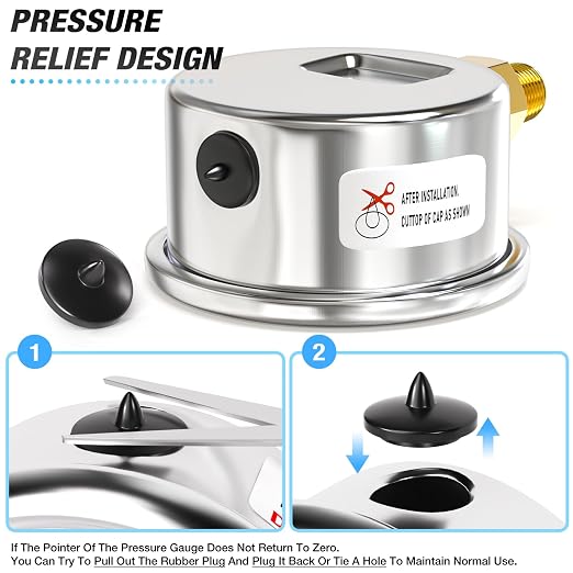 MEANLIN MEASURE 0~30Psi Dry Low Pressure Gauge Stainless Steel 1/8" NPT 2" FACE - Image 6