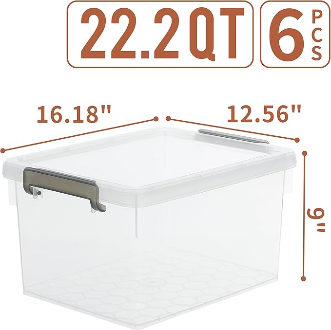 Citylife 22.2 QT 6 Packs Plastic Storage Bins - Image 6