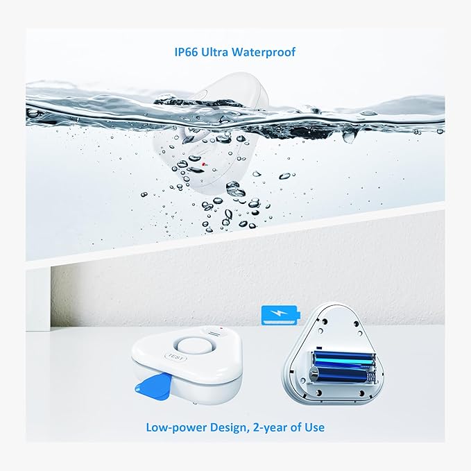 5 Pack Water Leak Detectors for Home, Stechro 4 Levels Adjustable Audio 0-120dB - Image 7