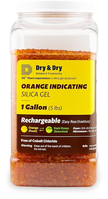 Dry & Dry Premium Orange Indicating Silica Gel Desiccant Beads by DryDry