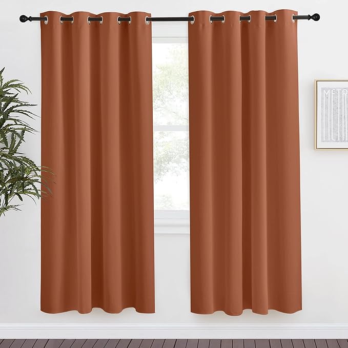 NICETOWN Blackout Burnt Orange Curtain & Drape, W55 x L78, 1 Panel, Room by NICETOWN