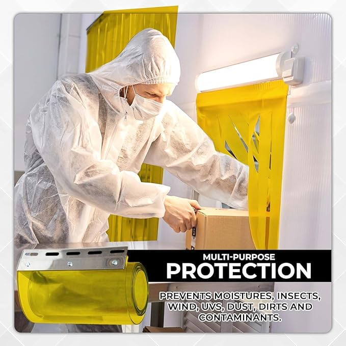 Yellow Kit PVC Smooth Plastic Strip Door Curtain 7 x 1200 in Standard - Image 5