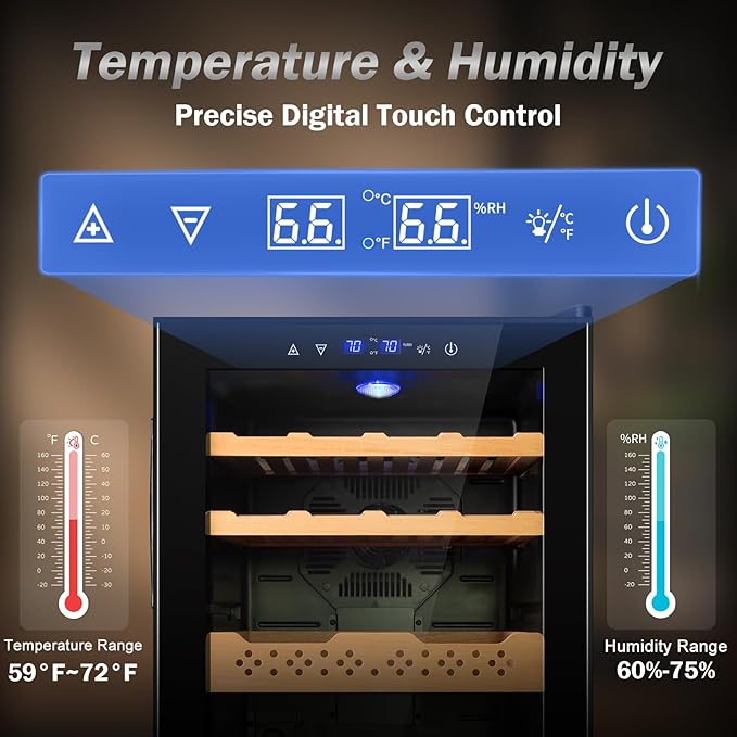Electric Humidor-70L Cooling & Heating Humidor Smart Touch Control Humidity & - Image 2