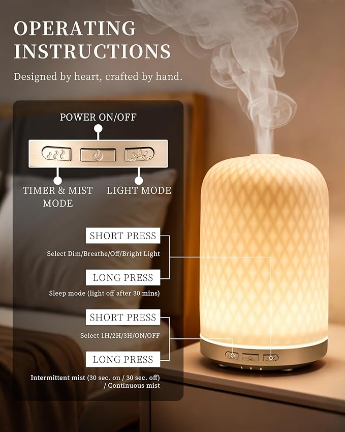 Essential Oil Diffuser, 120ML 2.4MHz Ultrasonic Aromatherapy Diffusers - Image 5