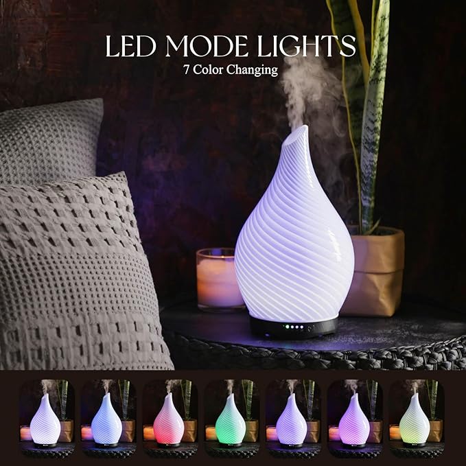 Porseme 280ml Essential Oil Diffuser Glass Color Changing Aroma Air Diffusers - Image 2